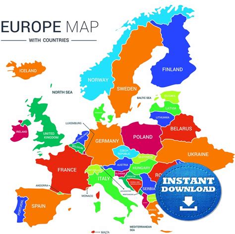 Modern Map of Europe 的图像结果