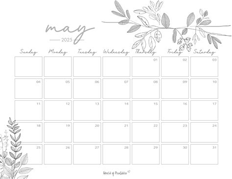 Simple and Elegant May 2025 Calendar | Calendar printables, Calendar ...