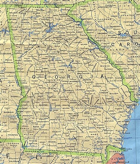Detailed map of Georgia state. Georgia state detailed map | Vidiani.com | Maps of all countries ...