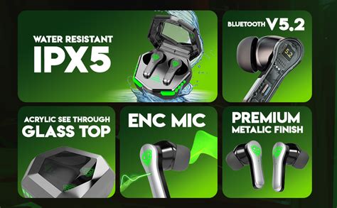 SpinBot BattleBudz GX10 Wireless Bluetooth Gaming in Ear Earbuds with ...