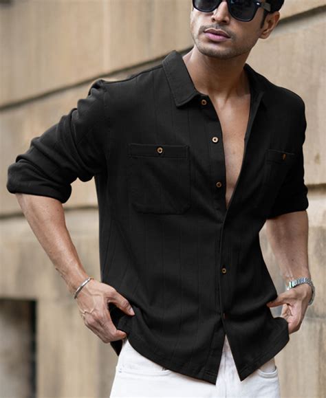 Black Double Pocket Knit Shirt – Powerlook