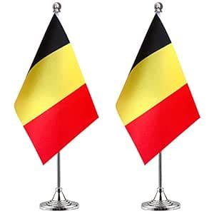ALEY Belgium Desk Flag Small Mini Belgian Office Table Flag with Stand ...