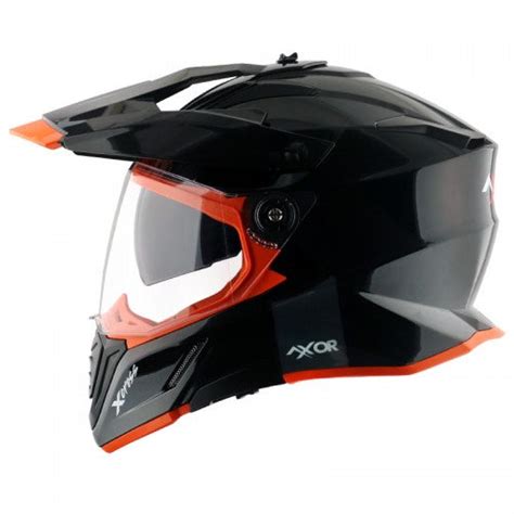 AXOR XCross Dual Visor Solid Gloss Black Orange Helmet– Moto Central