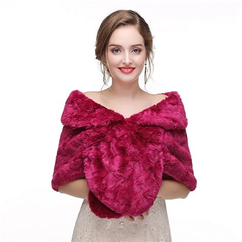 Ivory Faux Fur Shawls Women's Wrap Shrug Elegant Keep Warm Winter ...