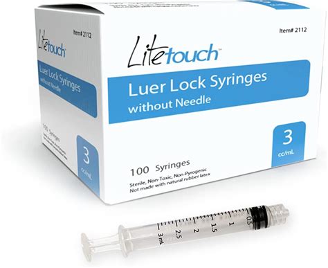 Amazon.com: 3ml Syringe Without Needle Luer Lock 100 Pack by Tilcare ...