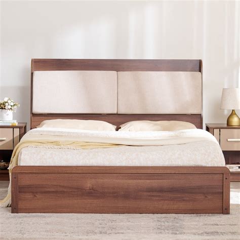 Buy Leon James Queen Bed with Hydraulic Storage - Brown from Home ...