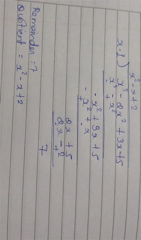 divide x cube minus 2 X square + 3 X + 5 by X + 1 - Brainly.in