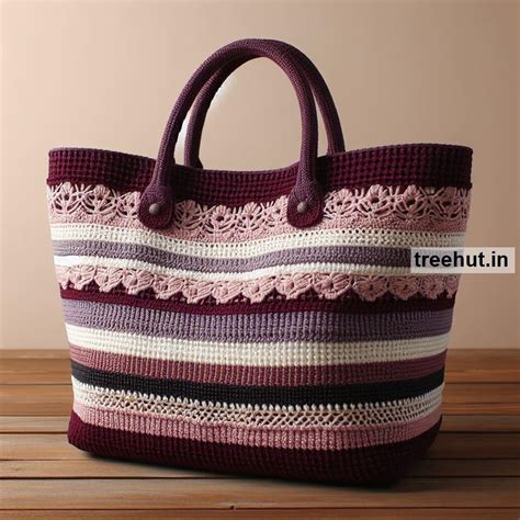 Crochet Beach Bag Ideas in Dark colors and Stripes