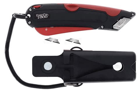 Easy Cut Red Color Easy Cut Safety Box Cutter Knife with Holster and ...