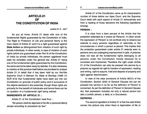 Human Rights Article 21 - 3 year /5 year LL.B. - Studocu