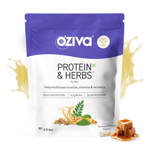 Buy OZIVA PROTEIN & HERBS FOR MEN BANANA CARAMEL 500G | FOR MUSCLE ...