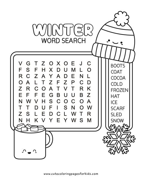Winter Word Search: Free Printable Activity for Kids - Cute Coloring ...