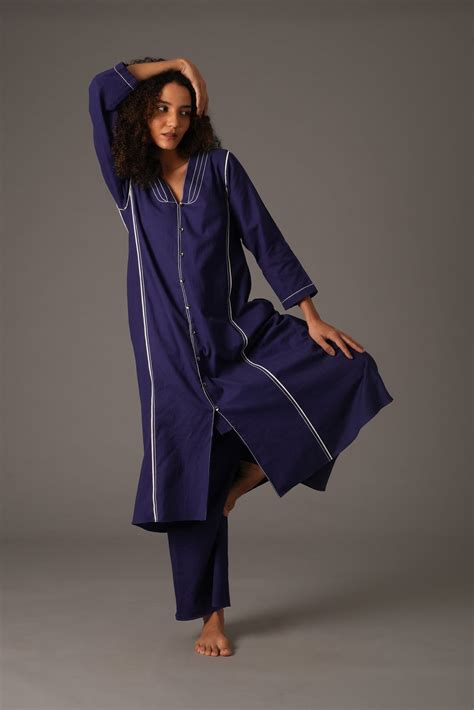 Embroidered Serenity Blue Dress Co-ord – Khat Clothing
