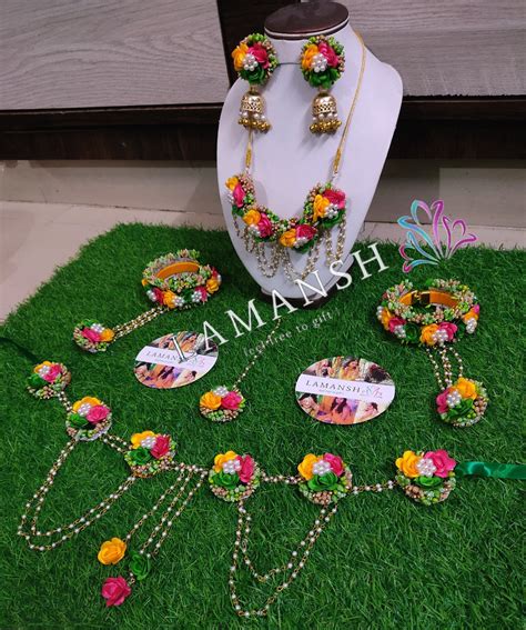 LAMANSH® Floral Jewellery Set 🌺 with Kamarbandh / Flower Jewelry set f ...