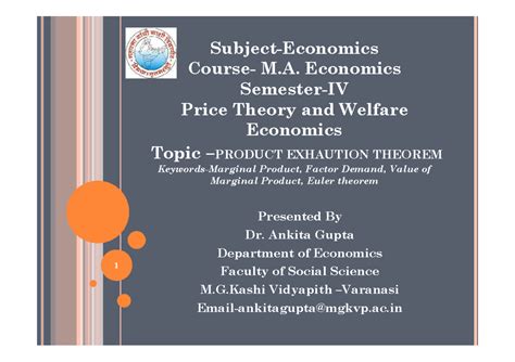 Euler's Product Exhaustion Theorem in Micro Economics (M.A. Eco) - Studocu