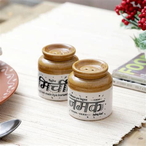 Buy EK DO DHAI Set of 2 Ceramic Salt & Pepper Shakers - 80g from Ek Do ...