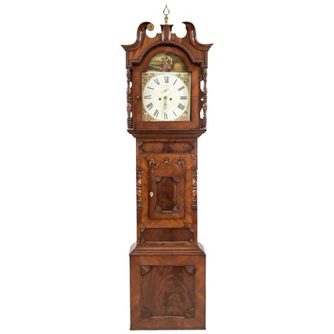 18th Century English Tall Case Grandfather Clock, Brass Face, Mahogany ...