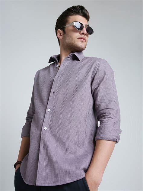Smoky Mauve Waffle Grid Weave Shirt – Vastrado