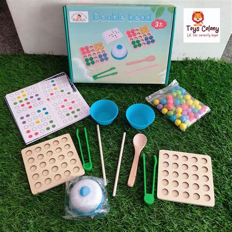 Wooden Double Beads Game - Wooden Beaded Memory Game 2 In 1 Montessori ...