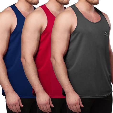 Buy Men's 3 Pack Dry Fit Y-Back Workout Tank Top Mesh Sleeveless Gym ...