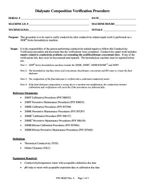 Fillable Online Dialysate Composition Verification Procedure Fax Email ...