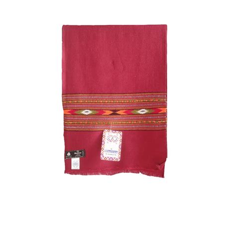 Hand Woven Polywool Kullu Muffler- Maroon – Bhuttico Shawls