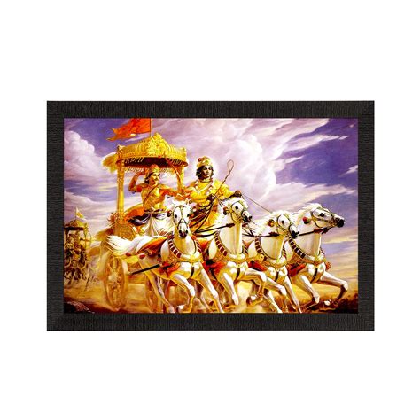 eCraftIndia Shree Krishna Arjun On Rath Digital Printed Religious Wall ...