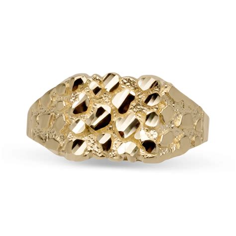 Men's Nugget Square Ring Solid 10K & 14K Gold