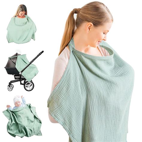Muslin Nursing Cover for Baby Breastfeeding, Breathable Cotton ...