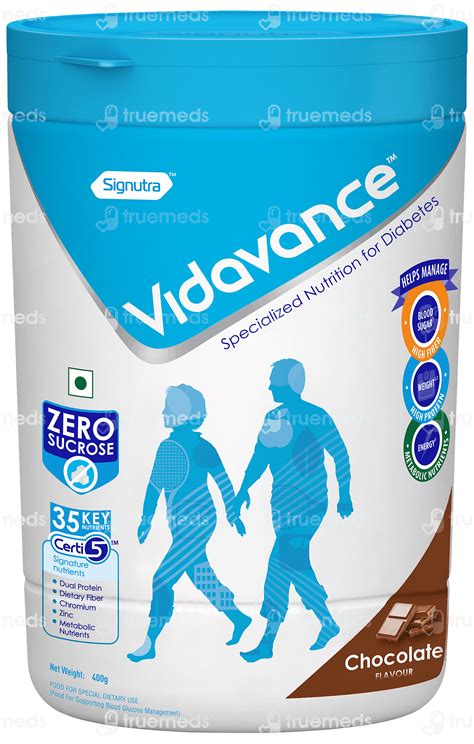 Vidavance Chocolate Flavour Zero Sucrose Powder Jar 400gm - Uses, Side ...