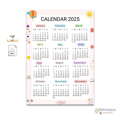 2025 Full year overview calendar-A4 size! – Printables by Nandini