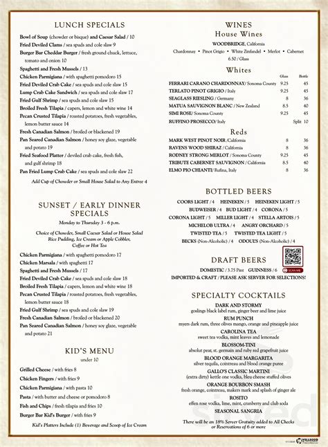 Gallo's Seafood menu in Philadelphia, Pennsylvania, USA