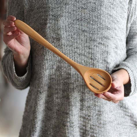 Handmade Wooden Kitchen Utensils | Round Spoon with Holes or Slots | JK ...