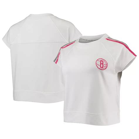 Women's Lusso White Brooklyn Nets Margot Cropped Tri-Blend Cap Sleeve ...