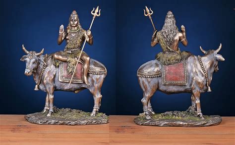 Buy Ekaa Handicrafts Cold Cast Bronze Shiva Sitting on Nandi Showpiece ...