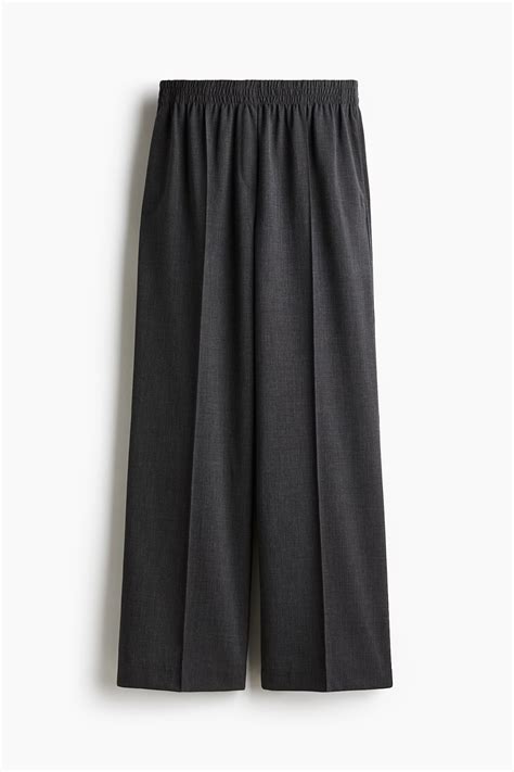 Women's Dark grey Wide crease-detail trousers | H&M IN