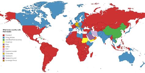 What every country calls their leader: : r/MapPorn