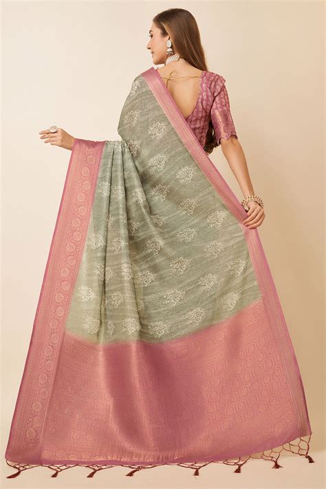 Buy Grey Dola Silk Ethnic Motifs Woven Design Zari Saree 55106 Online ...