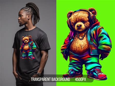 Buy Urban Style Teddy Bear PNG Clip Art for T Shirts, Dtf PNG ...
