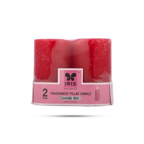 Damask Rose Fragranced Pillar Candle Pair | Iris Home Fragrance/ Aroma