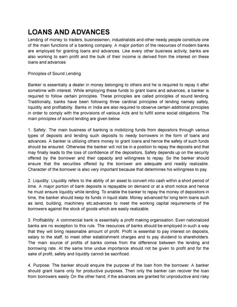 Untitled document - Notes - LOANS AND ADVANCES Lending of money to ...