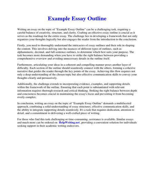 Example Essay Outline | PDF | Essays | Sex Education