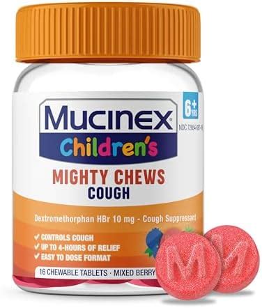 Amazon.com: Mucinex Children's Mighty Chews Kids Cough Medicine, Easy ...