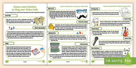 Games and Activities to Play over Video Calls KS2 - Twinkl