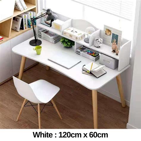 60 / 70 / 80 / 100 / 120cm Writing Table Home Office Computer Nordic Economy Furniture Bookshelf ...