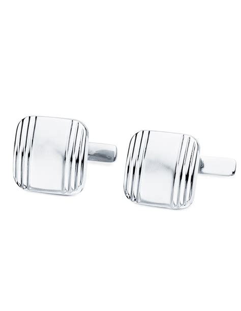 Gemelos cuadrados de oro blanco de 14 x 14 mm - Joyería