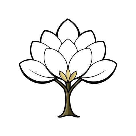Distinct Queen Magnolia Tree Outline Art. Cartoon Art Tree Illustration. 57808103 Vector Art at ...