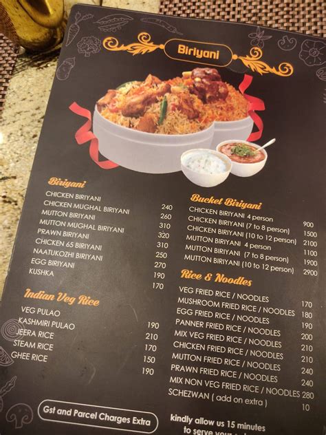 Menu at Mohammed Anifa Biriyani - Chepauk, Chennai
