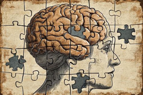 Abstract digital illustration of a brain with puzzle pieces symbolizing ...