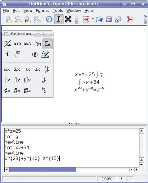 OpenOffice Math 的图像结果